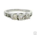 10k White Gold 3-Stone Ring with .85 ctw Diamonds Size 5.5