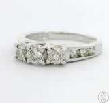 10k White Gold 3-Stone Ring with .85 ctw Diamonds Size 5.5