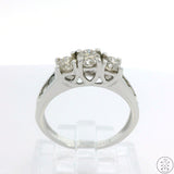 10k White Gold 3-Stone Ring with .85 ctw Diamonds Size 5.5