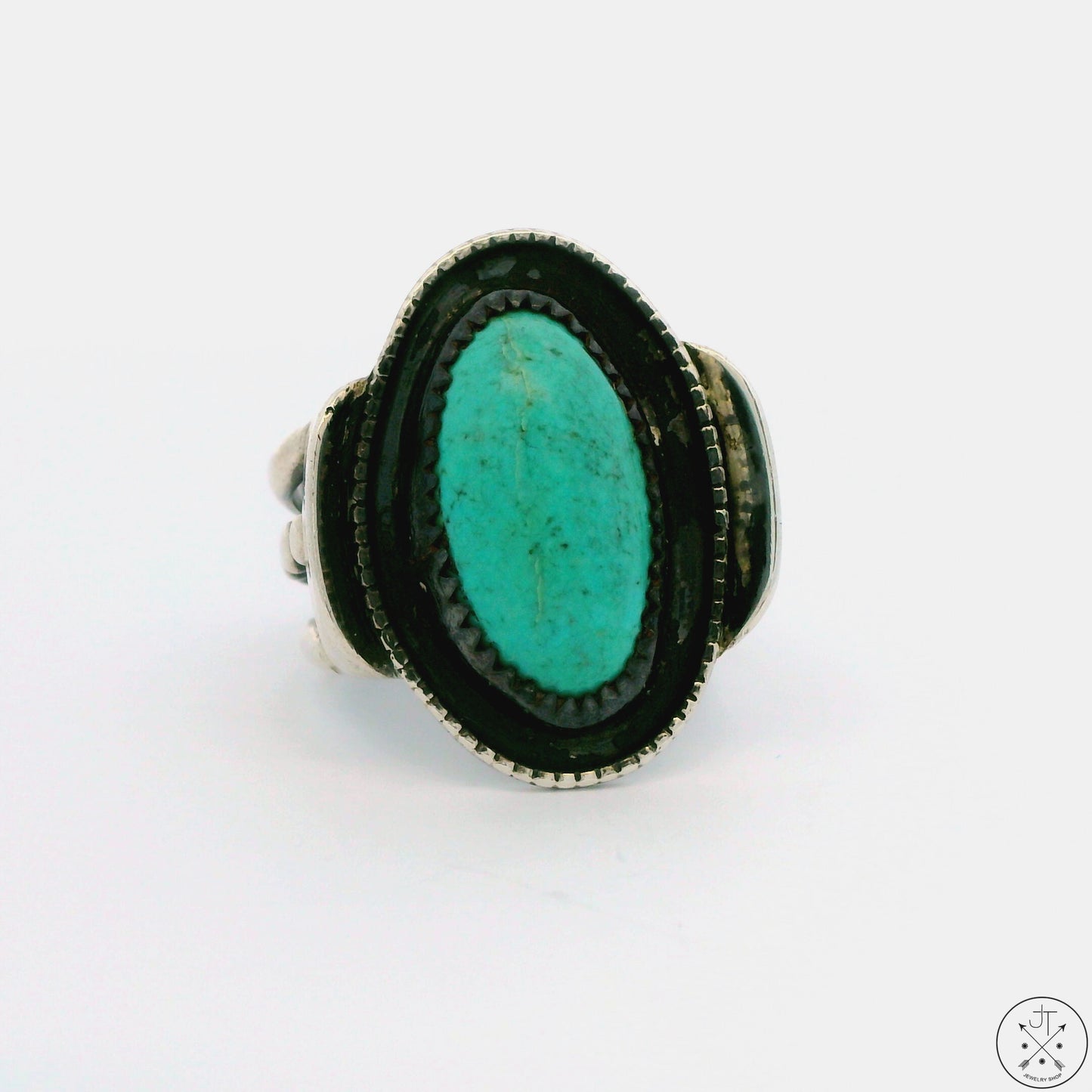 Vintage Sterling Silver Ring with Turquoise Size 10.25 E21 BD