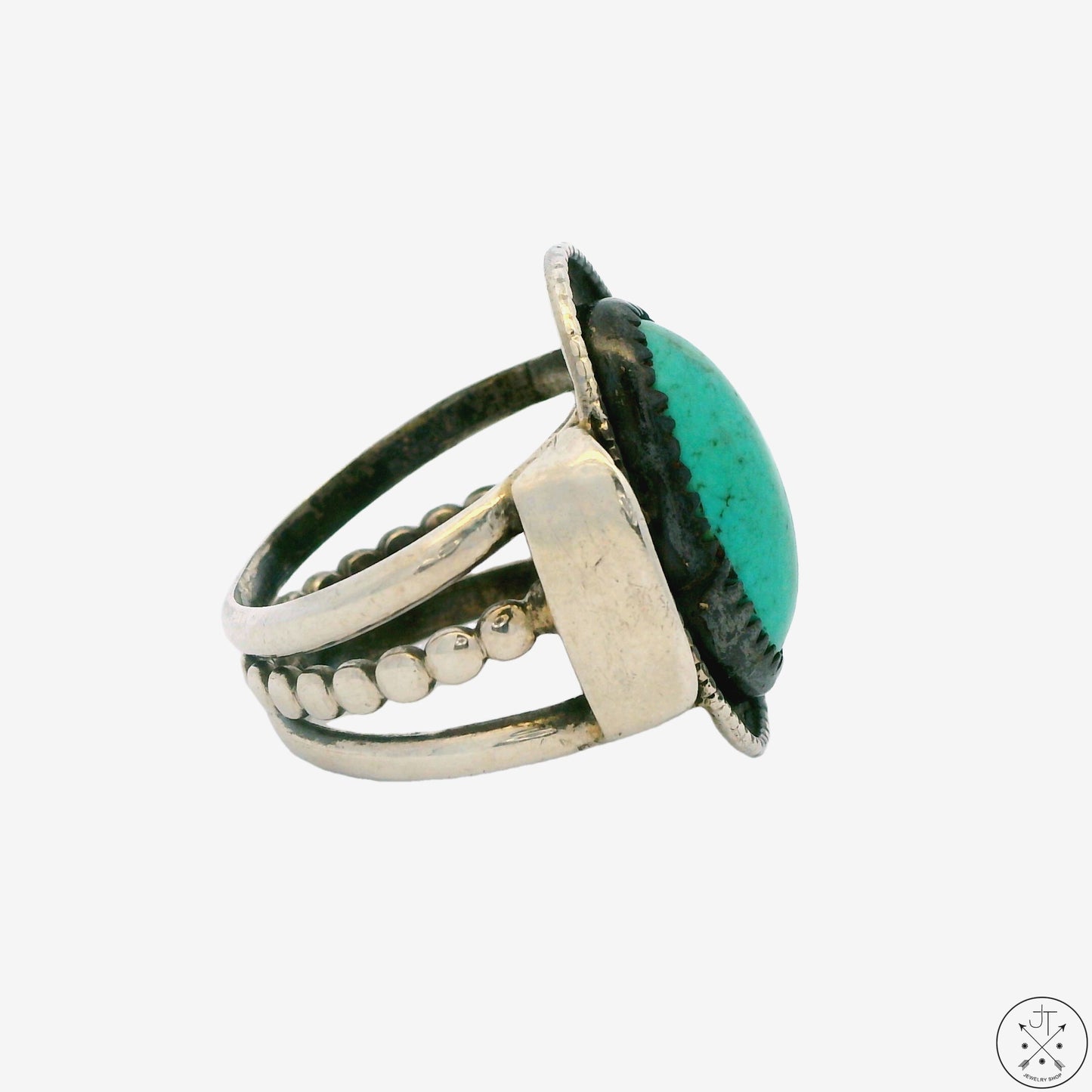 Vintage Sterling Silver Ring with Turquoise Size 10.25 E21 BD