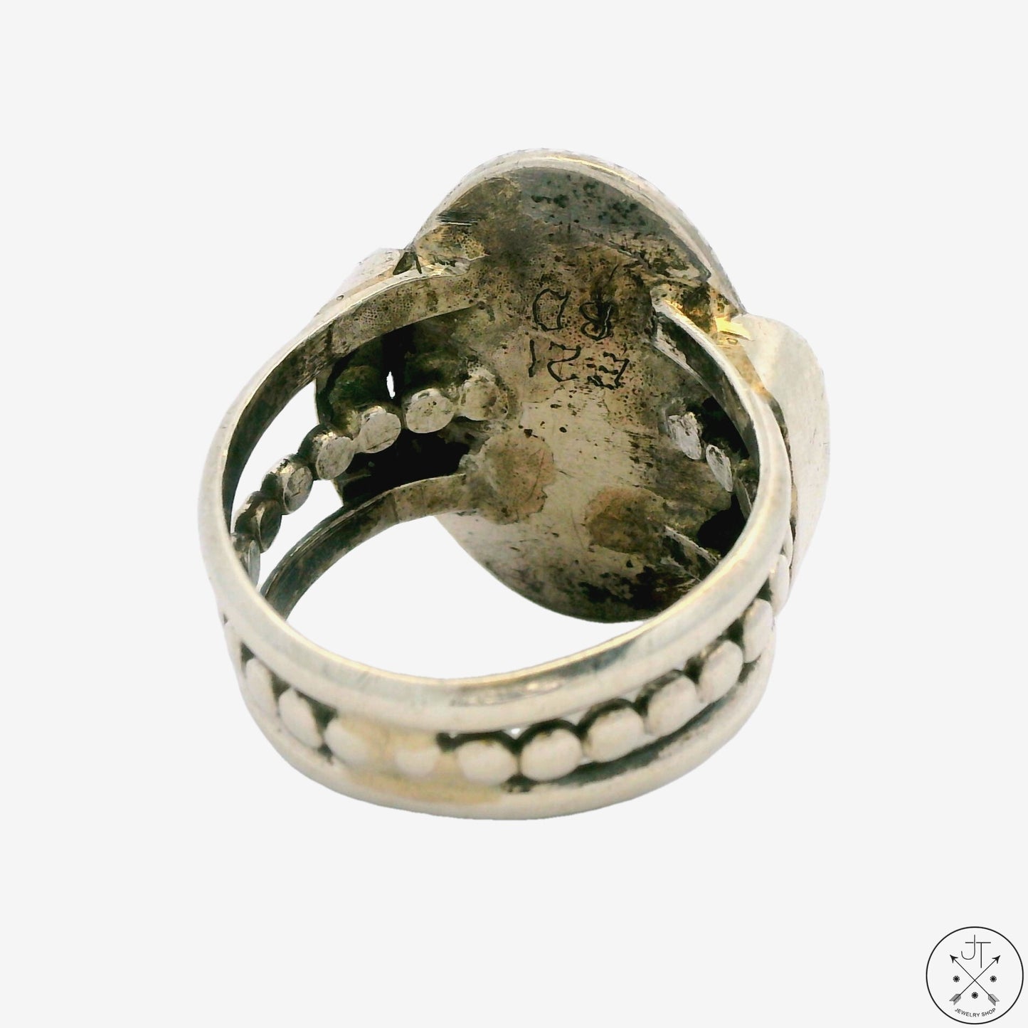 Vintage Sterling Silver Ring with Turquoise Size 10.25 E21 BD