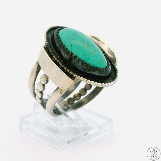 Vintage Sterling Silver Ring with Turquoise Size 10.25 E21 BD