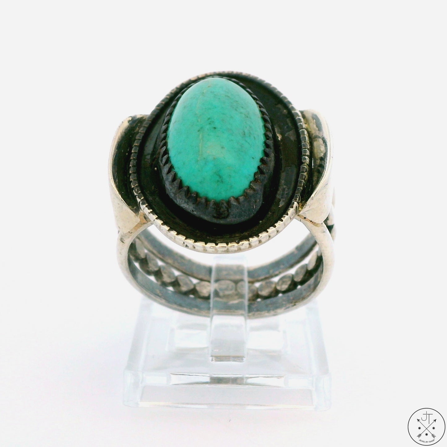 Vintage Sterling Silver Ring with Turquoise Size 10.25 E21 BD