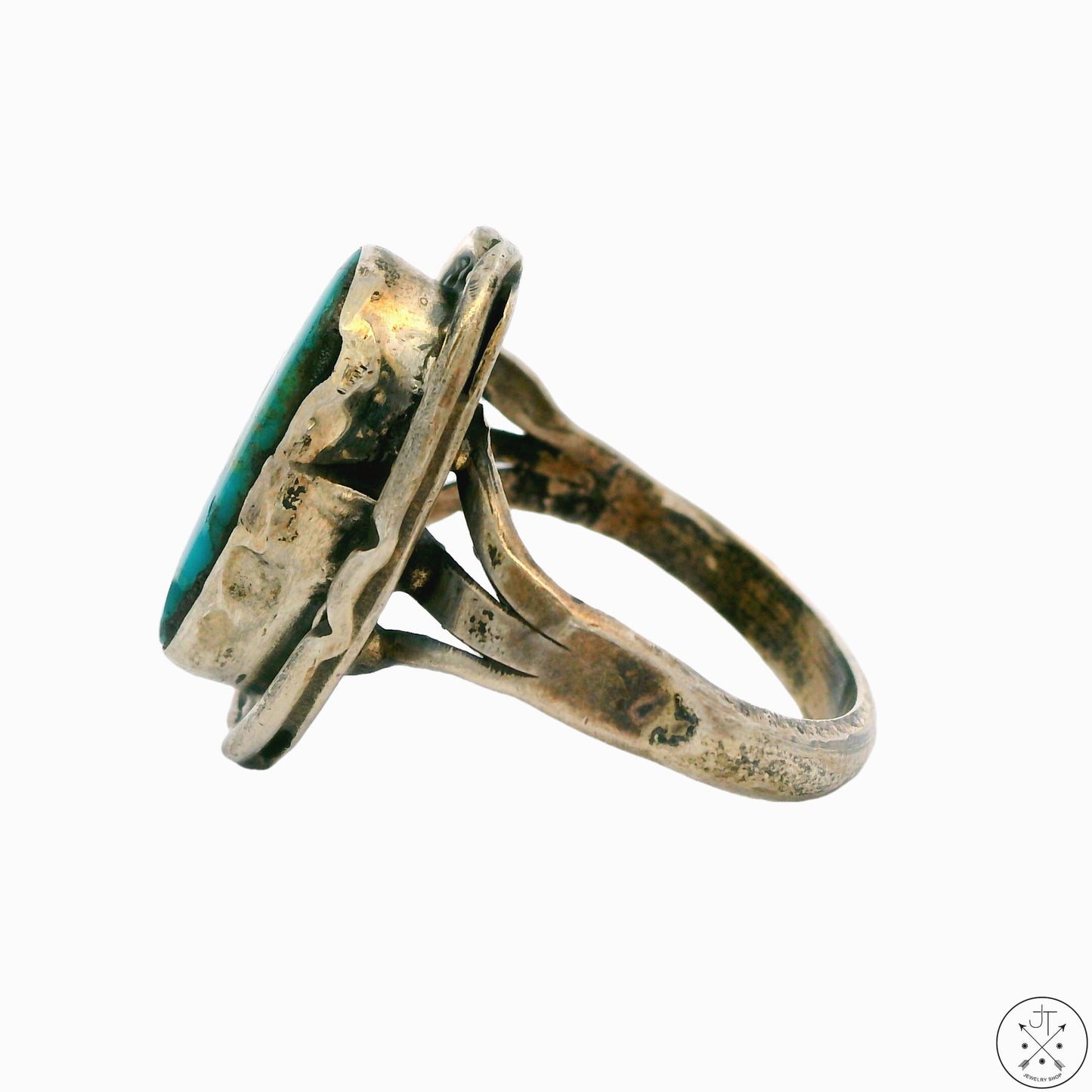 Vintage Sterling Silver Ring with Turquoise Size 8 Old Stamp