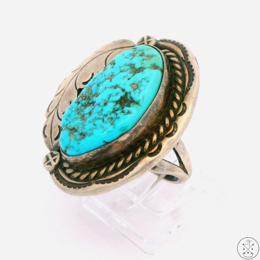 Vintage Sterling Silver Ring with Morenci Pyrite Turquoise Size 7 RBP