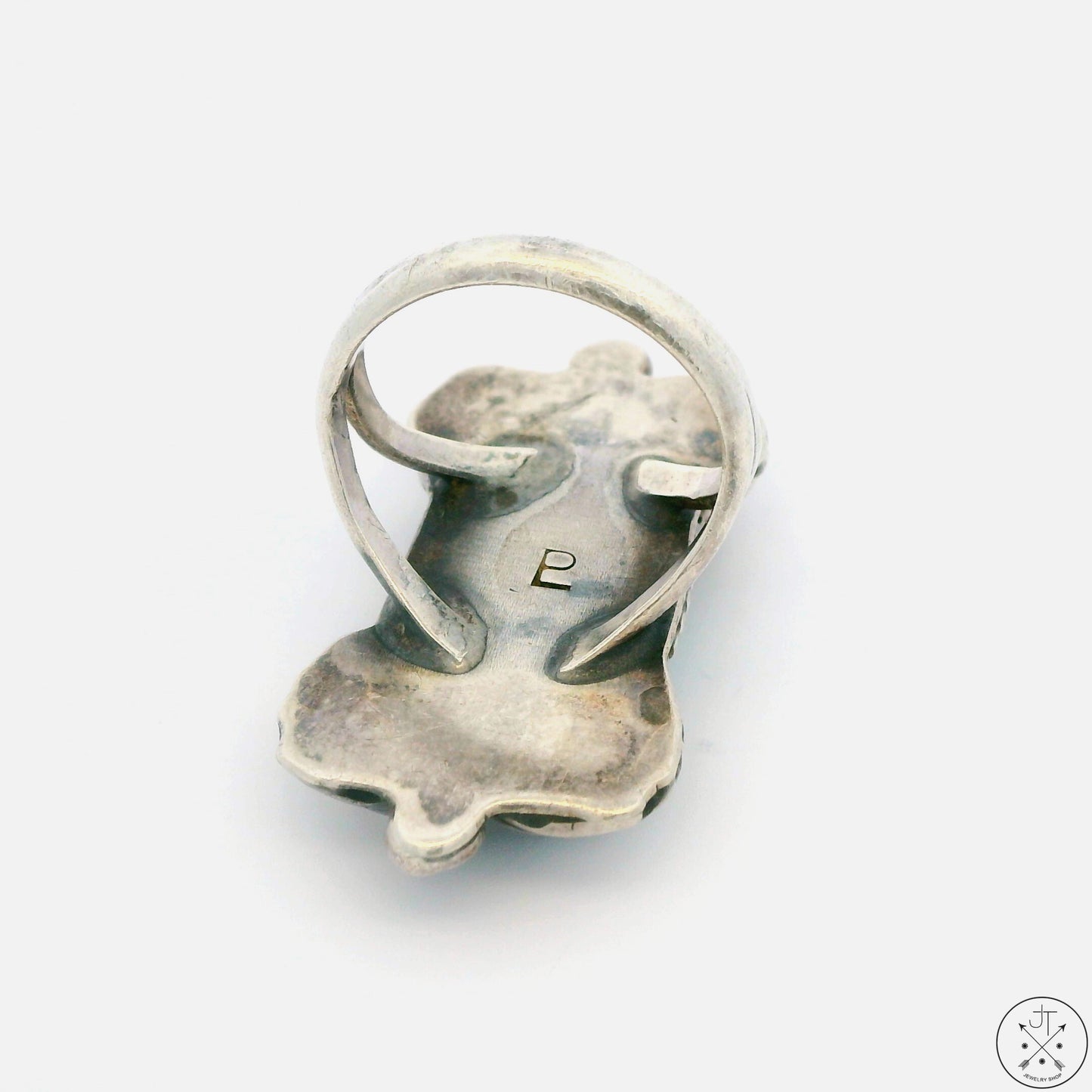 Vintage Sterling Silver Ring with Kingman Pyrite Matrix Turquoise Size 7 LP