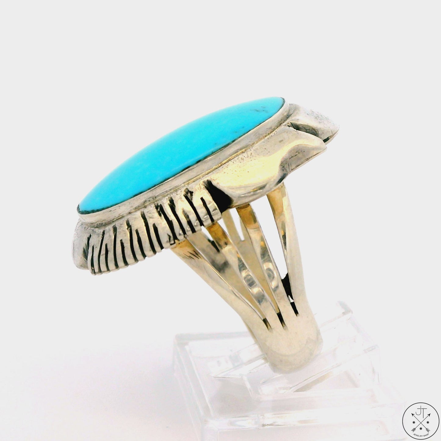 Vintage Sterling Silver Ring with Turquoise Size 9.5 Running Bear Sheena Jack