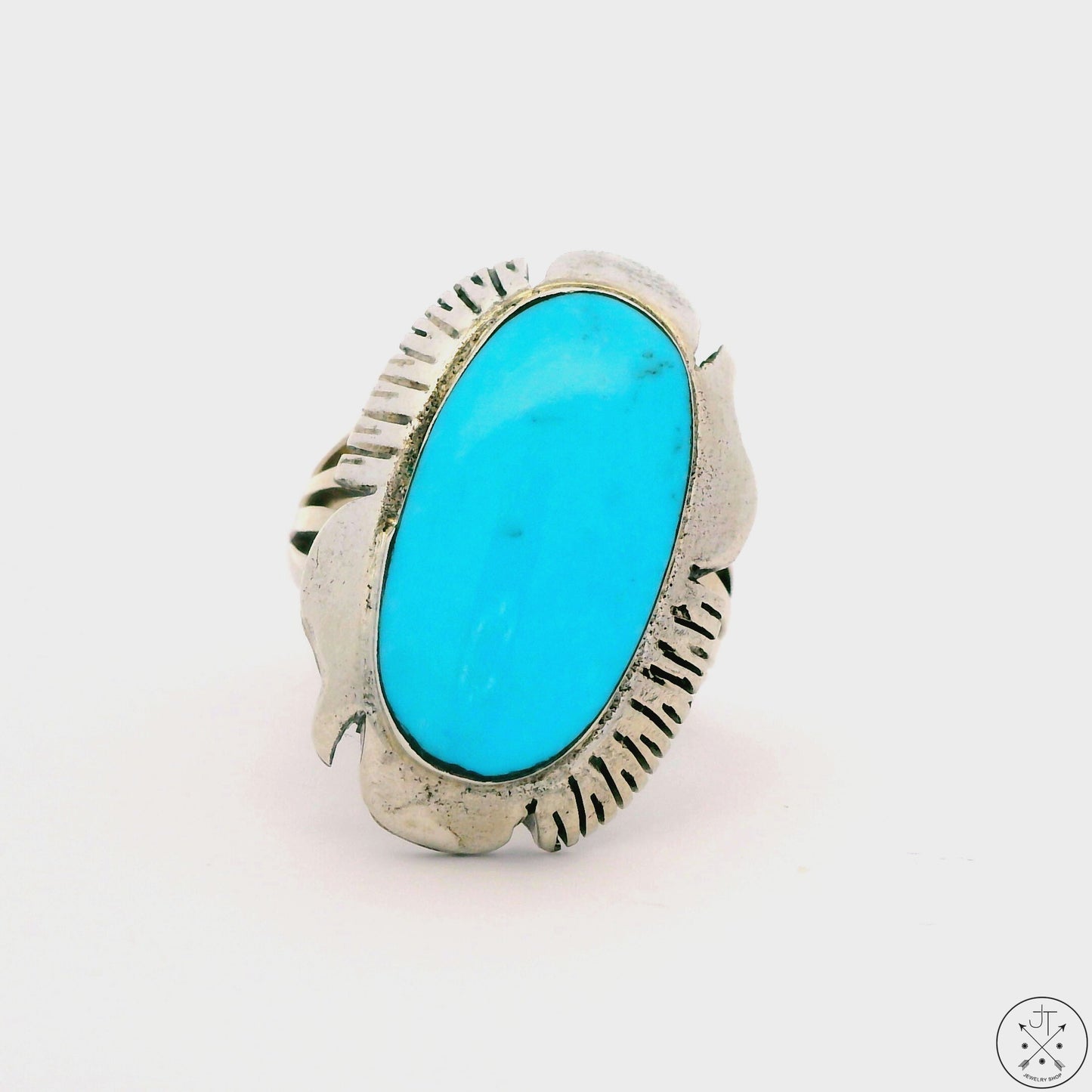 Vintage Sterling Silver Ring with Turquoise Size 9.5 Running Bear Sheena Jack