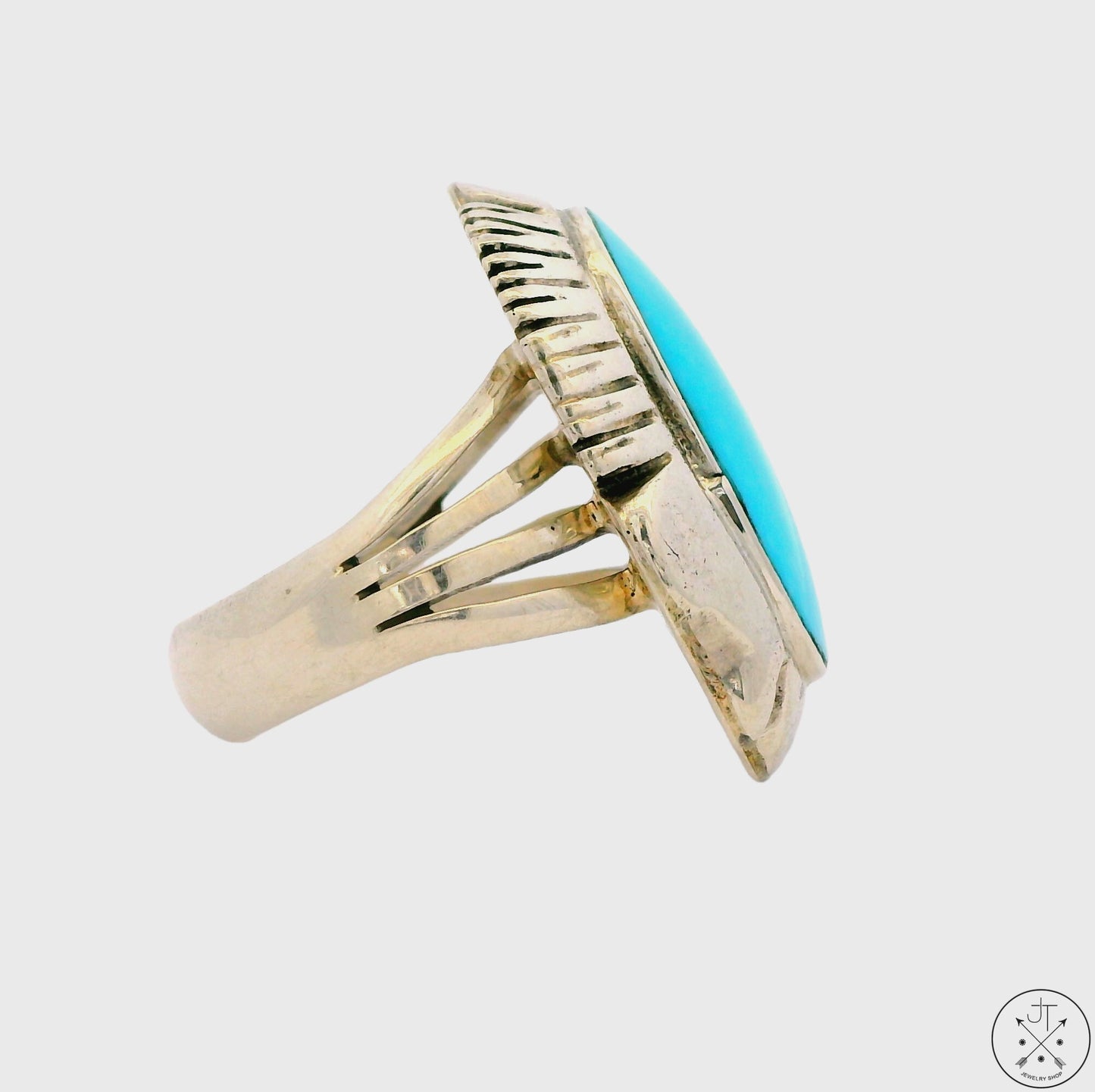 Vintage Sterling Silver Ring with Turquoise Size 9.5 Running Bear Sheena Jack