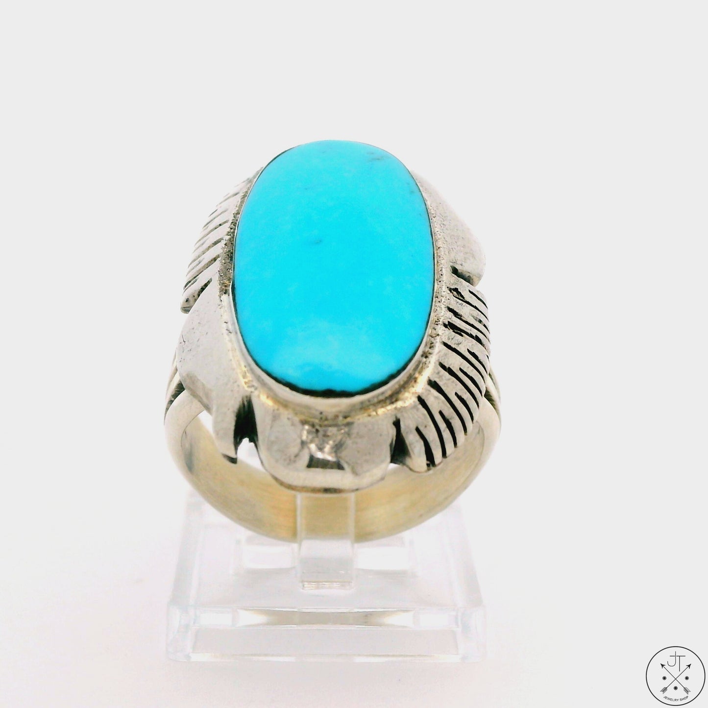 Vintage Sterling Silver Ring with Turquoise Size 9.5 Running Bear Sheena Jack