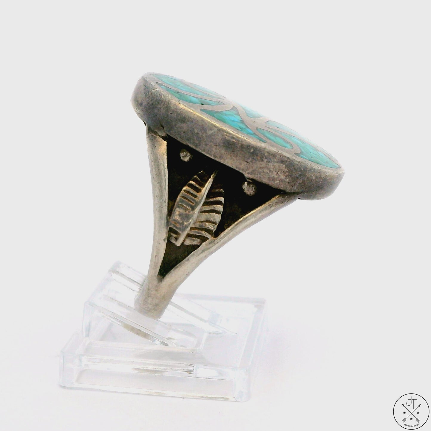 Vintage Sterling Silver Ring with Turquoise Inlay Size 10 RO