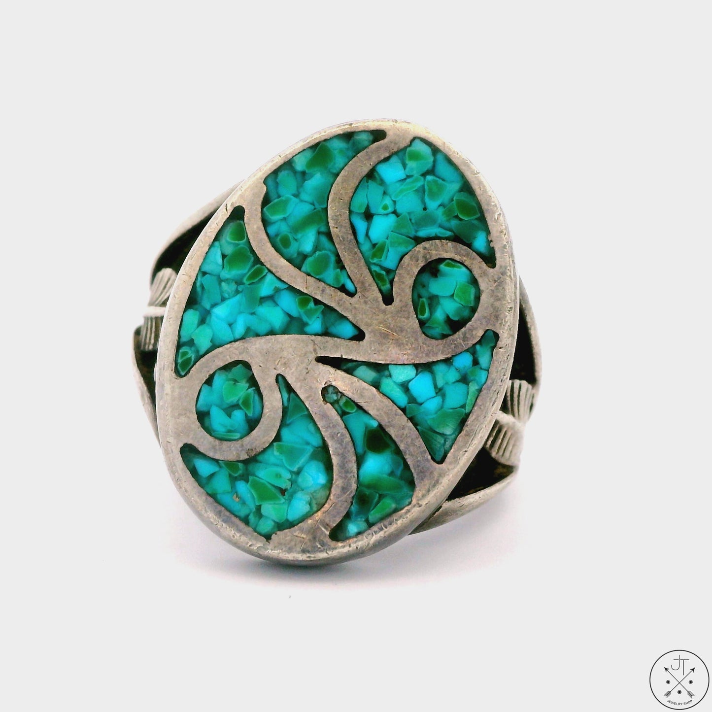 Vintage Sterling Silver Ring with Turquoise Inlay Size 10 RO