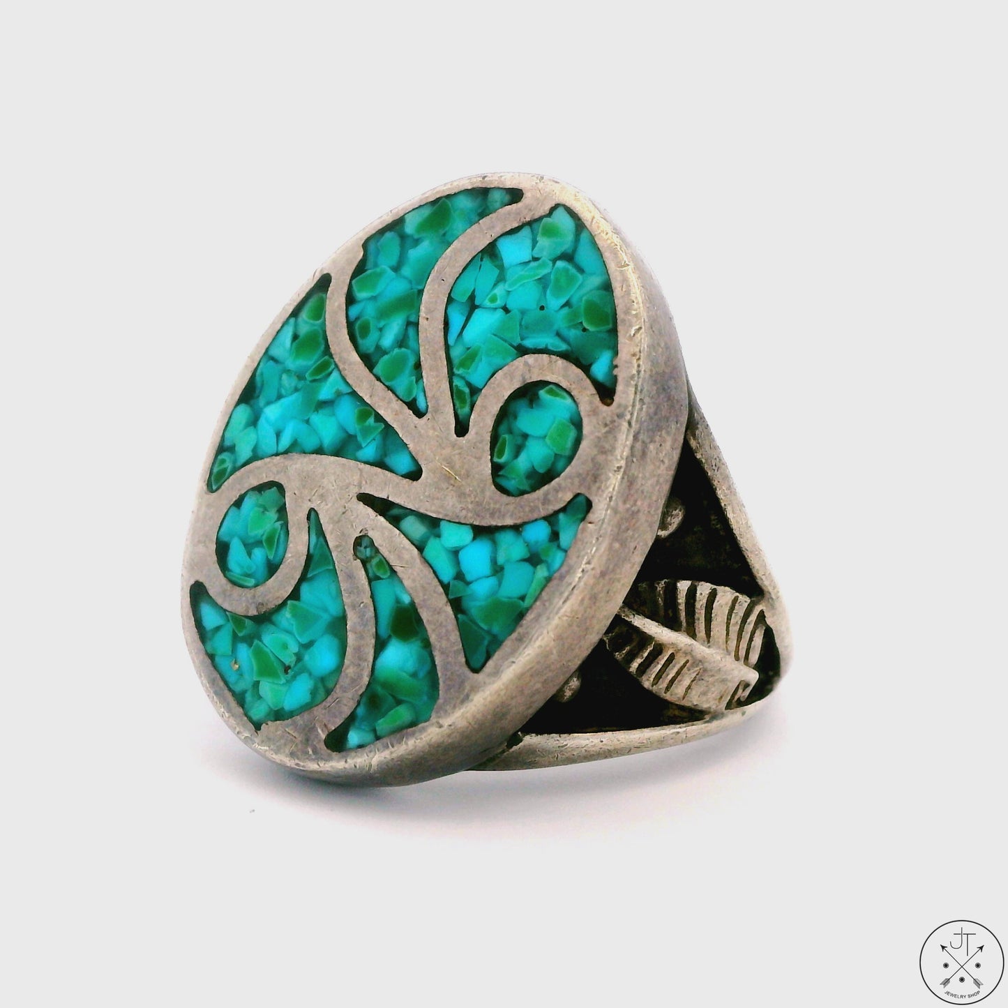 Vintage Sterling Silver Ring with Turquoise Inlay Size 10 RO