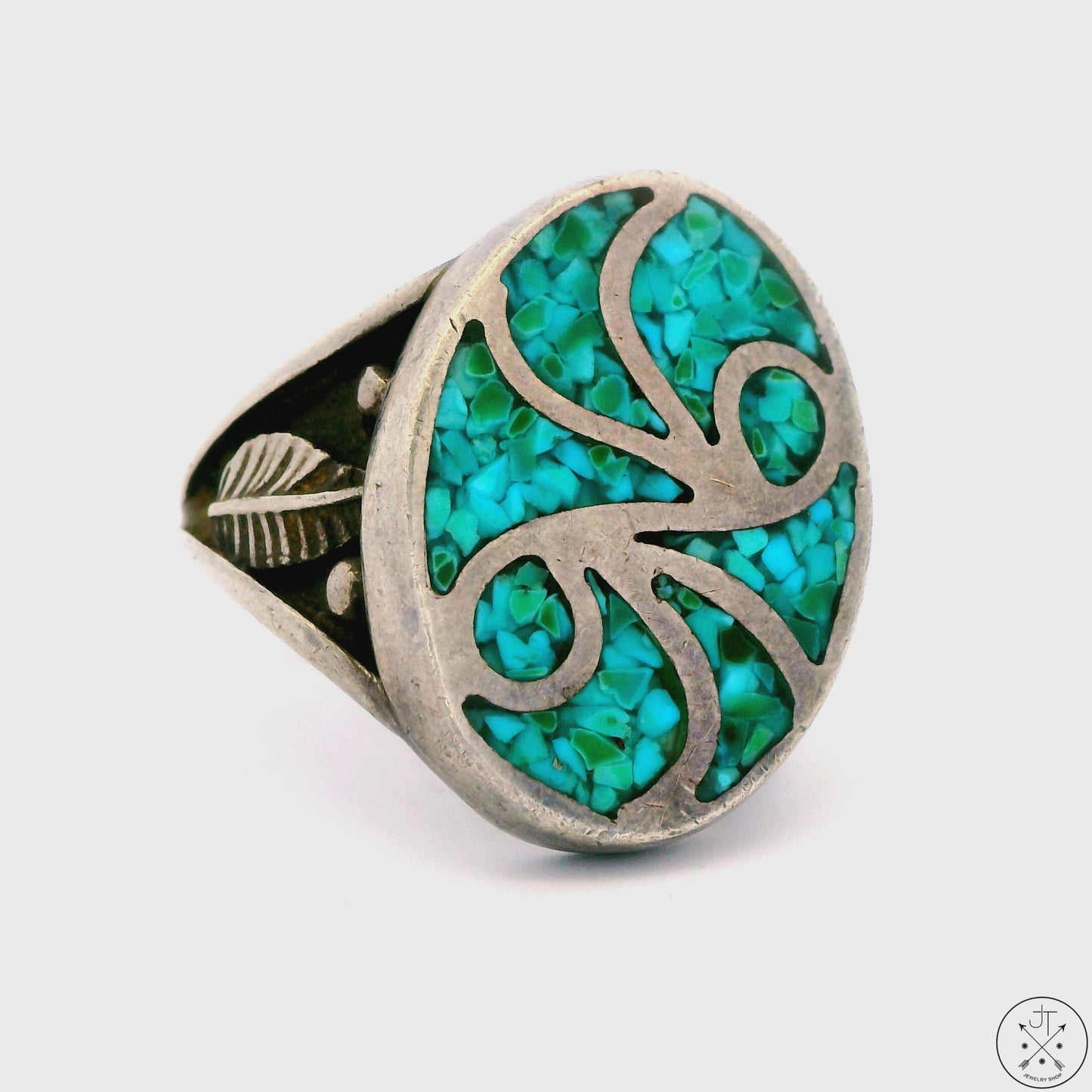 Vintage Sterling Silver Ring with Turquoise Inlay Size 10 RO