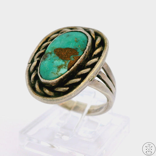 Vintage Sterling Silver Ring with Pilot Mountain Turquoise Size 7