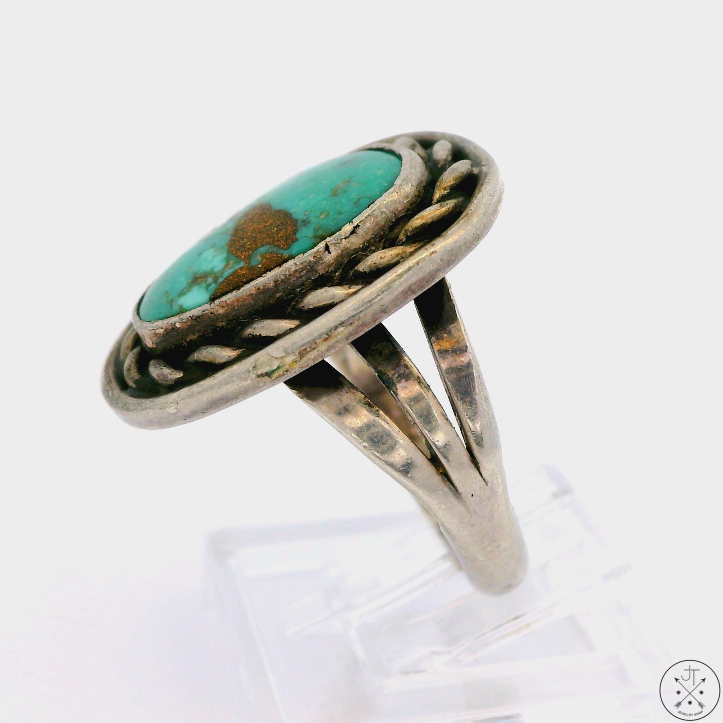 Vintage Sterling Silver Ring with Pilot Mountain Turquoise Size 7