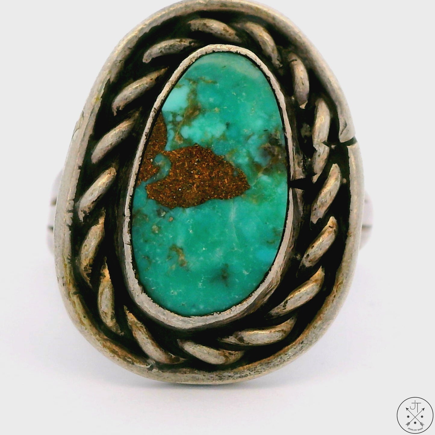 Vintage Sterling Silver Ring with Pilot Mountain Turquoise Size 7