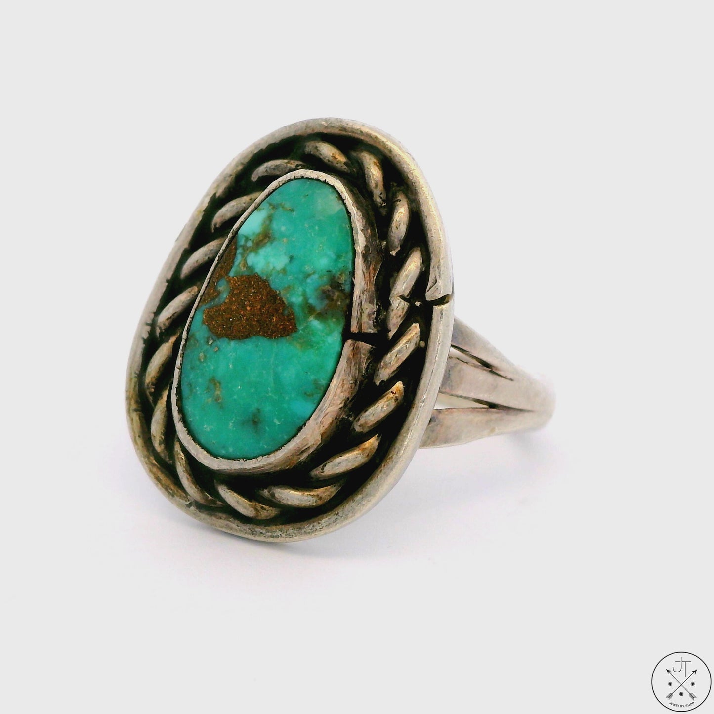 Vintage Sterling Silver Ring with Pilot Mountain Turquoise Size 7