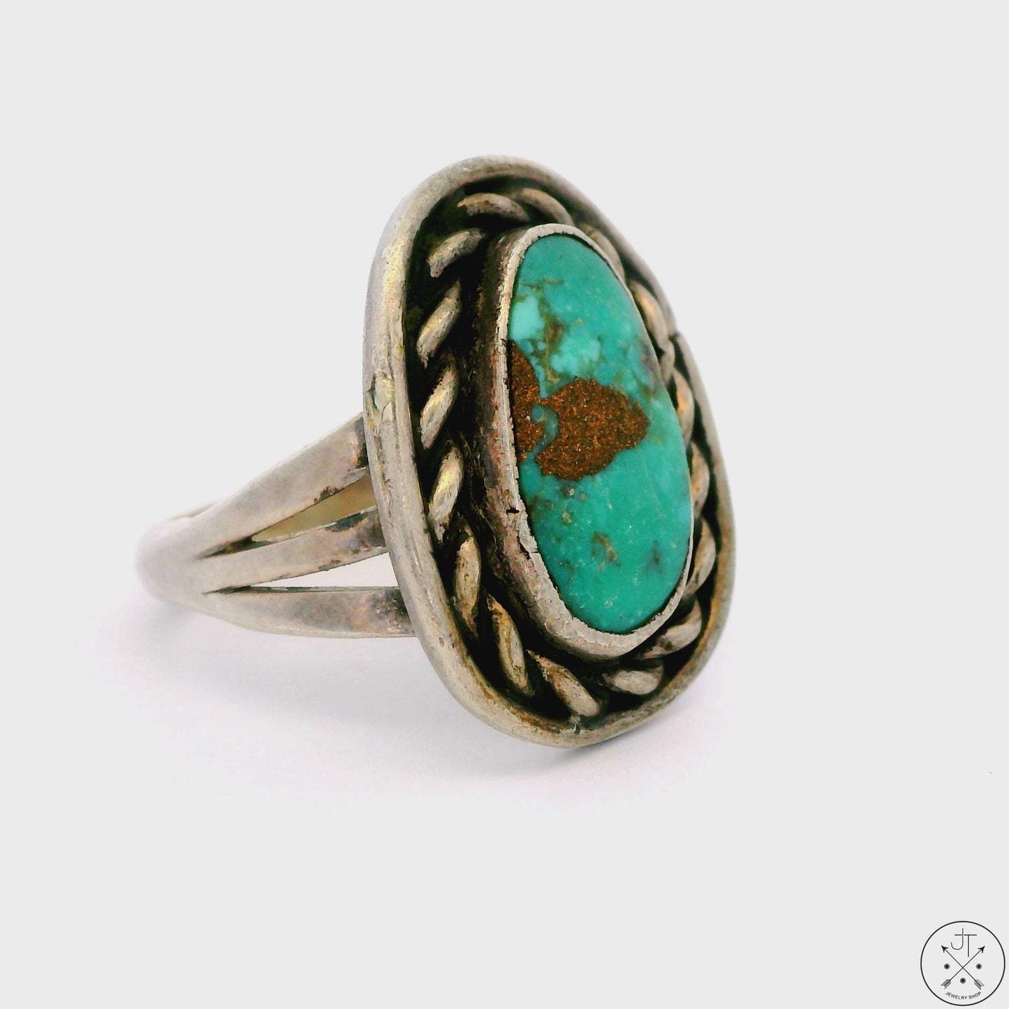 Vintage Sterling Silver Ring with Pilot Mountain Turquoise Size 7