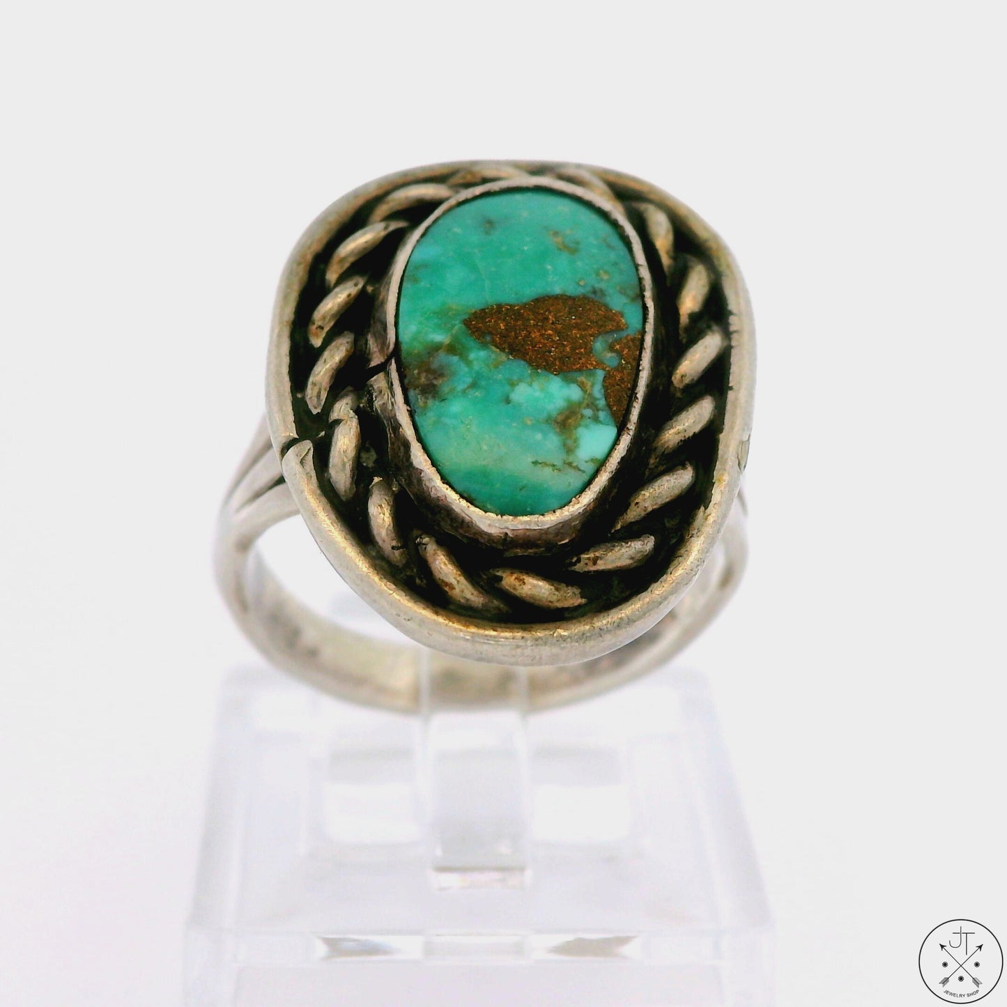 Vintage Sterling Silver Ring with Pilot Mountain Turquoise Size 7
