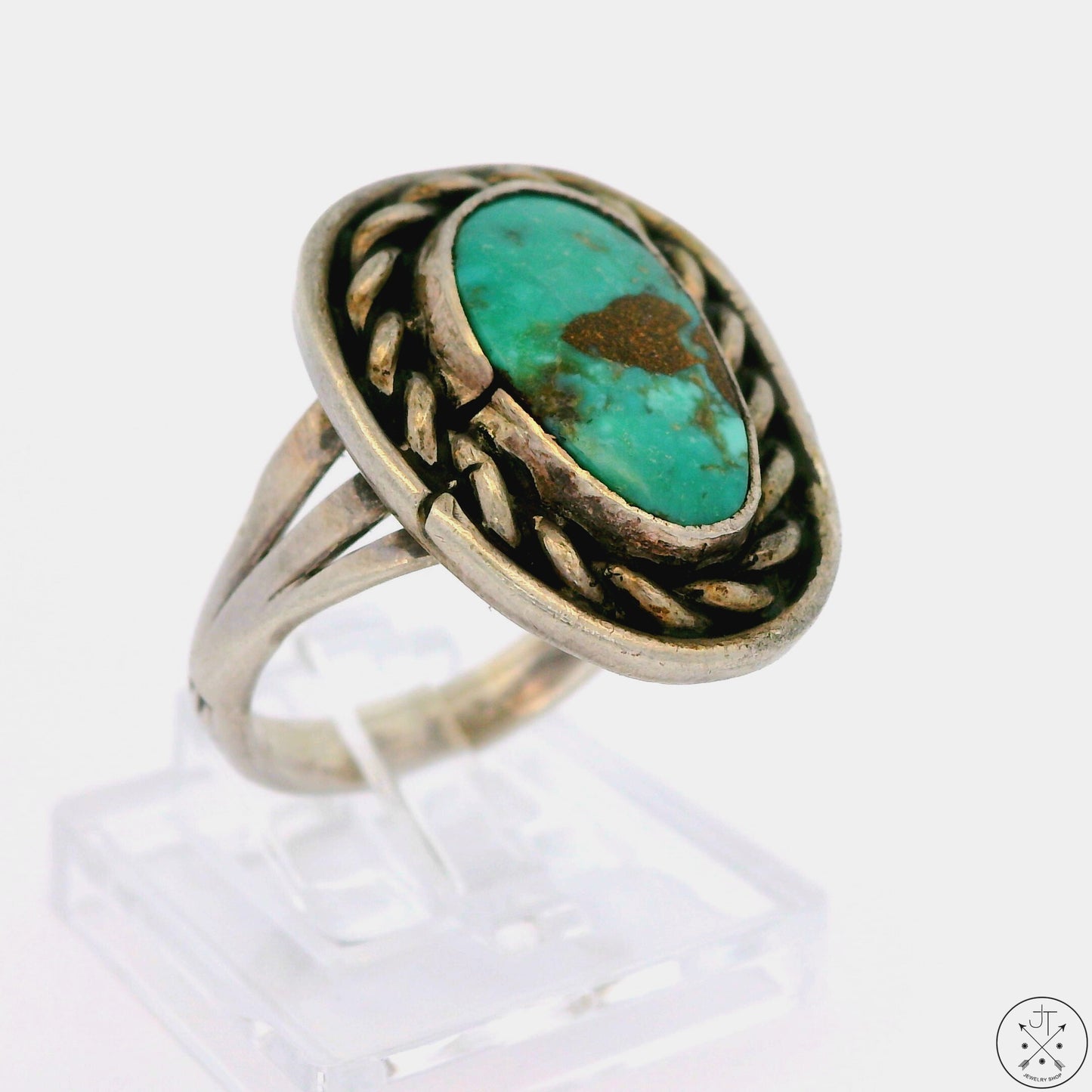 Vintage Sterling Silver Ring with Pilot Mountain Turquoise Size 7