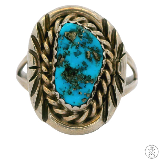 Vintage Sterling Silver Ring with Darling Darlene Borredo Turquoise Size 9
