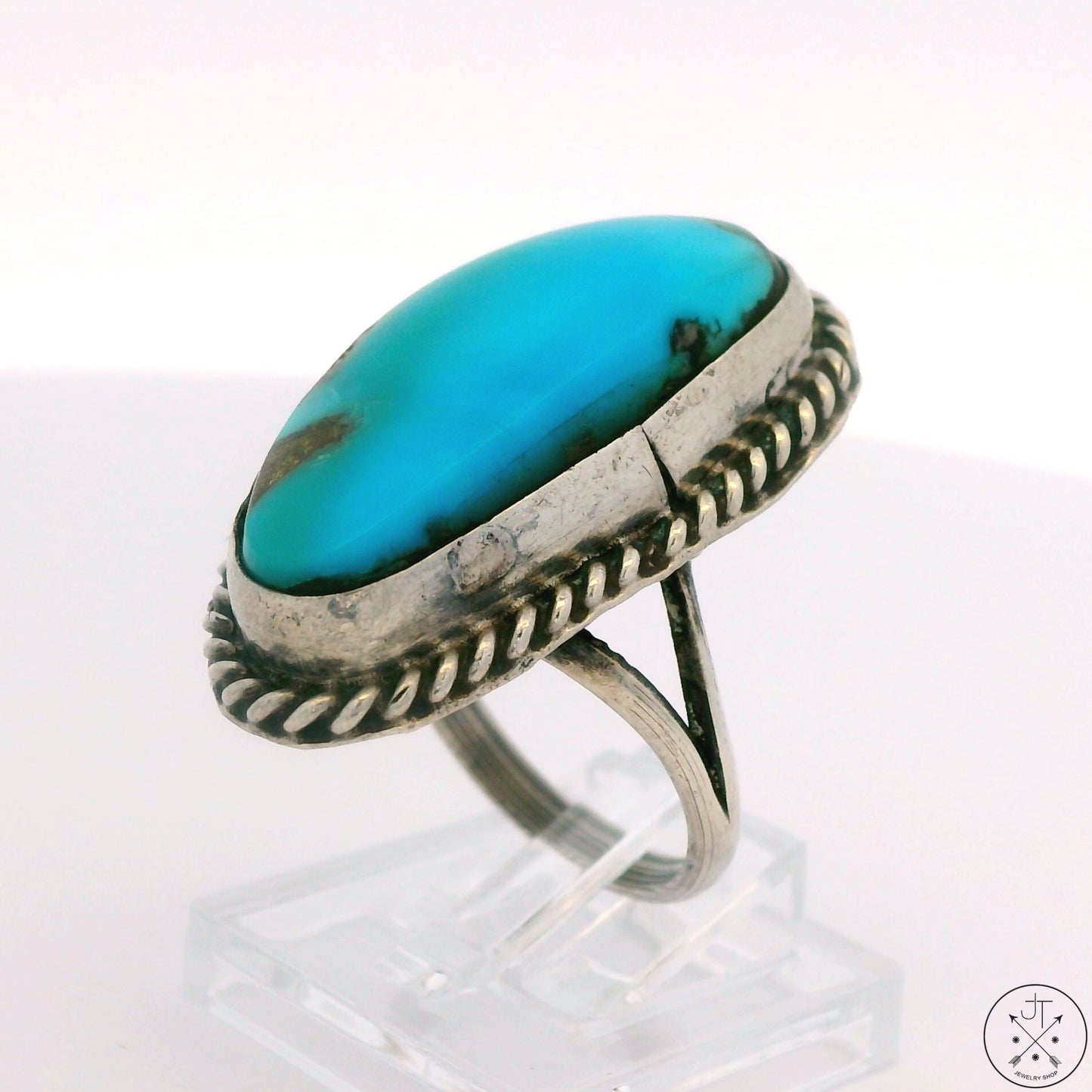 Vintage Sterling Silver Ring with Turquoise Size 7.5