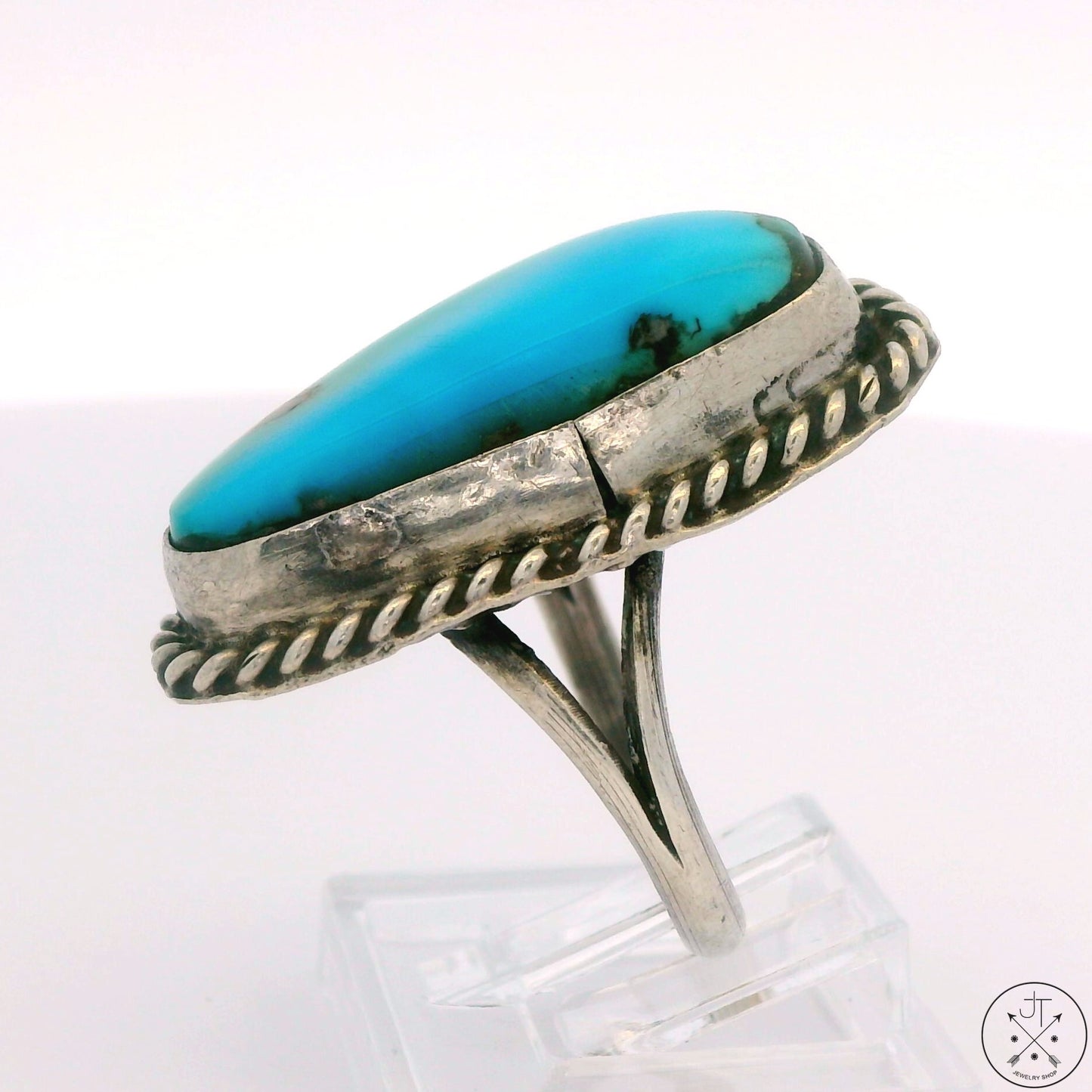 Vintage Sterling Silver Ring with Turquoise Size 7.5