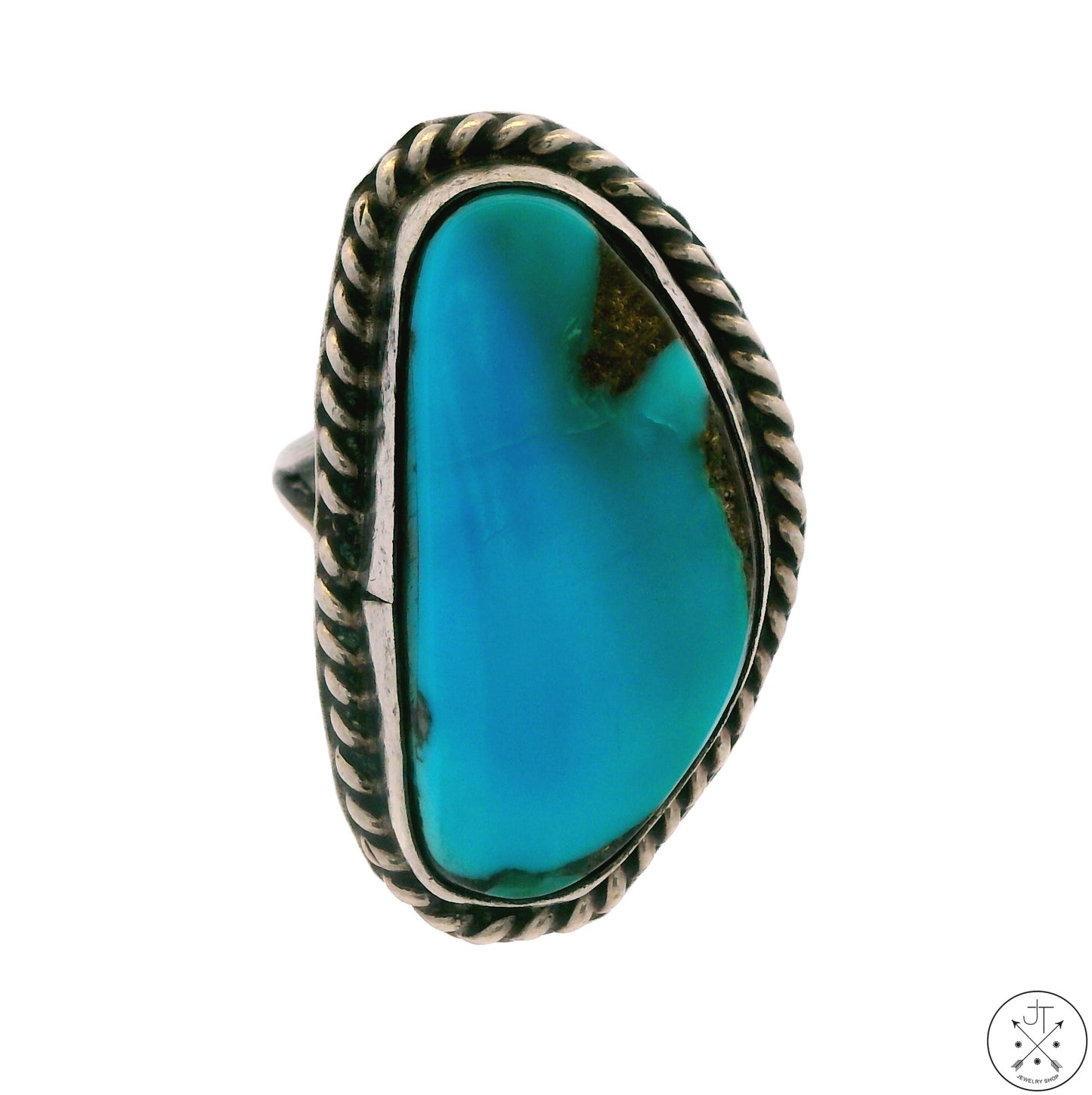 Vintage Sterling Silver Ring with Turquoise Size 7.5