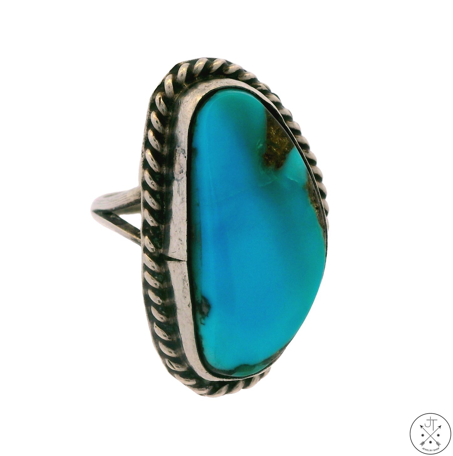 Vintage Sterling Silver Ring with Turquoise Size 7.5
