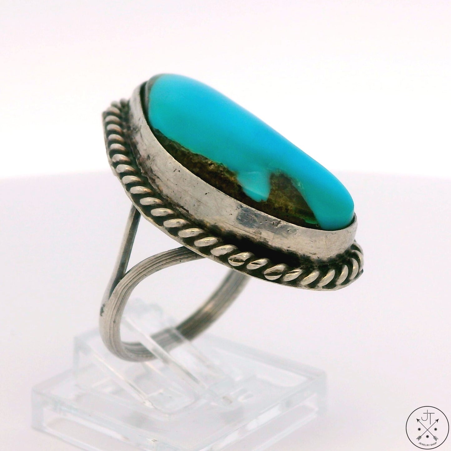 Vintage Sterling Silver Ring with Turquoise Size 7.5