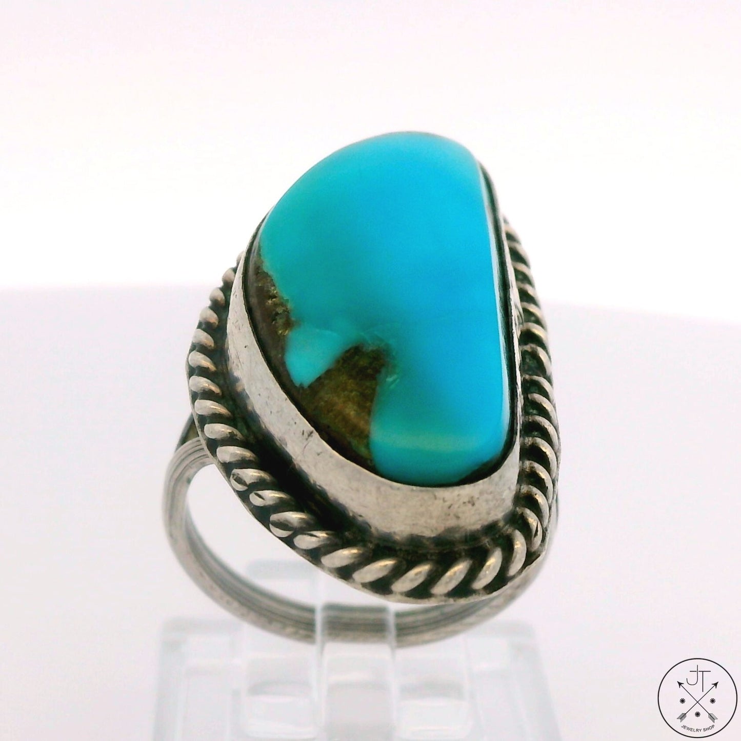 Vintage Sterling Silver Ring with Turquoise Size 7.5
