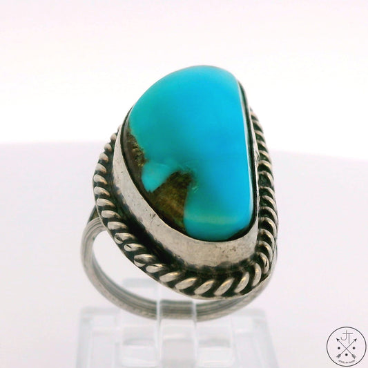 Vintage Sterling Silver Ring with Turquoise Size 7.5