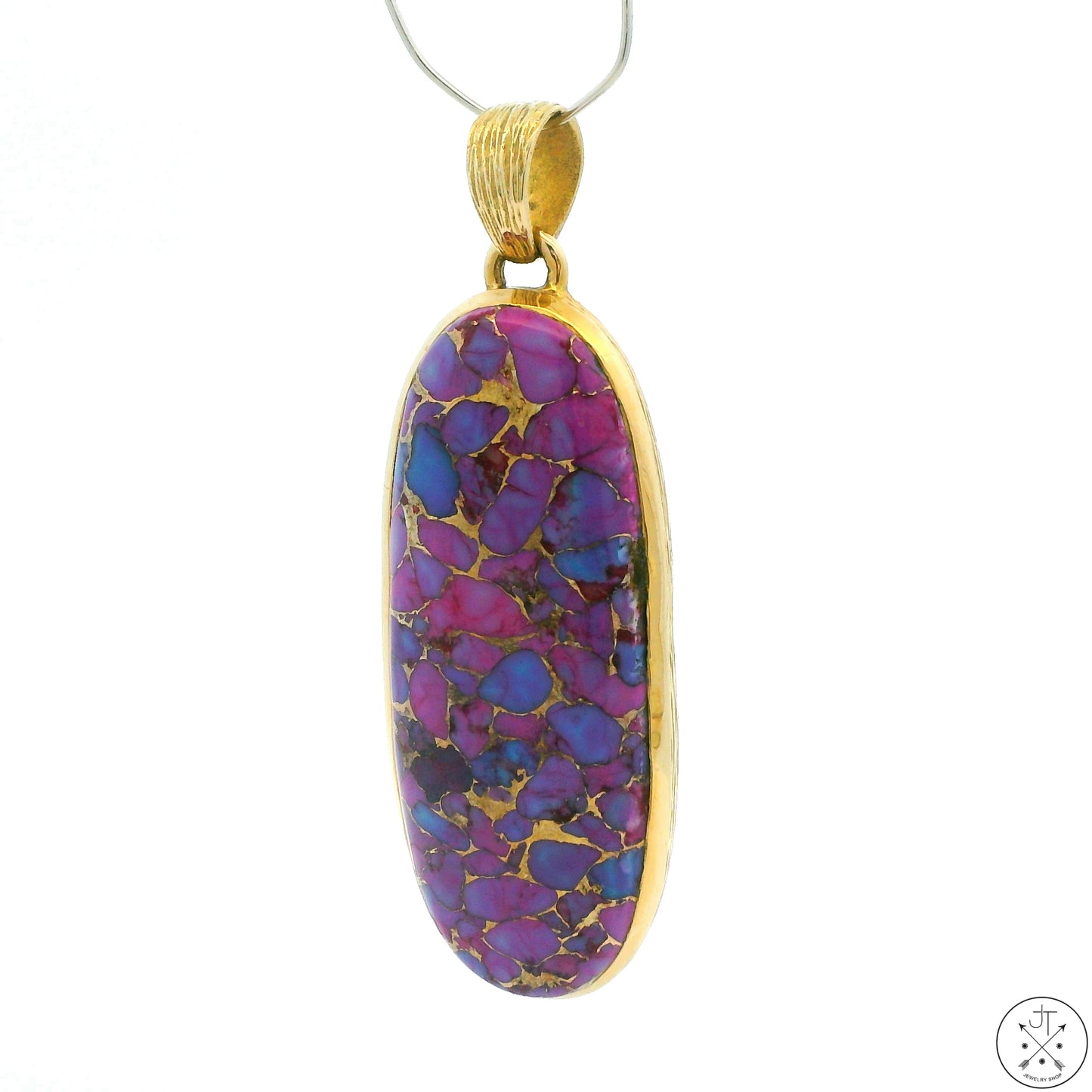 New Yellow Gold Plated Pendant with Purple Mojave Turquoise