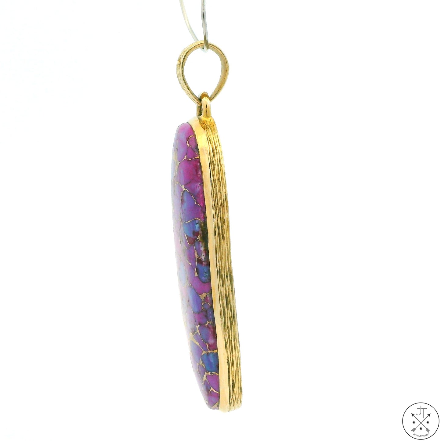 New Yellow Gold Plated Pendant with Purple Mojave Turquoise