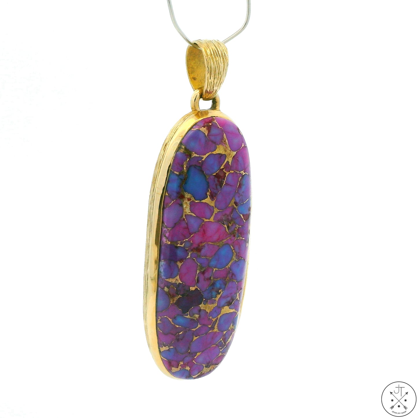 New Yellow Gold Plated Pendant with Purple Mojave Turquoise