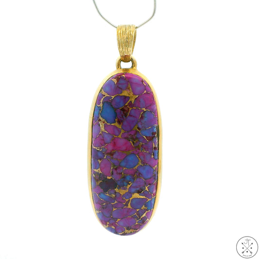 New Yellow Gold Plated Pendant with Purple Mojave Turquoise