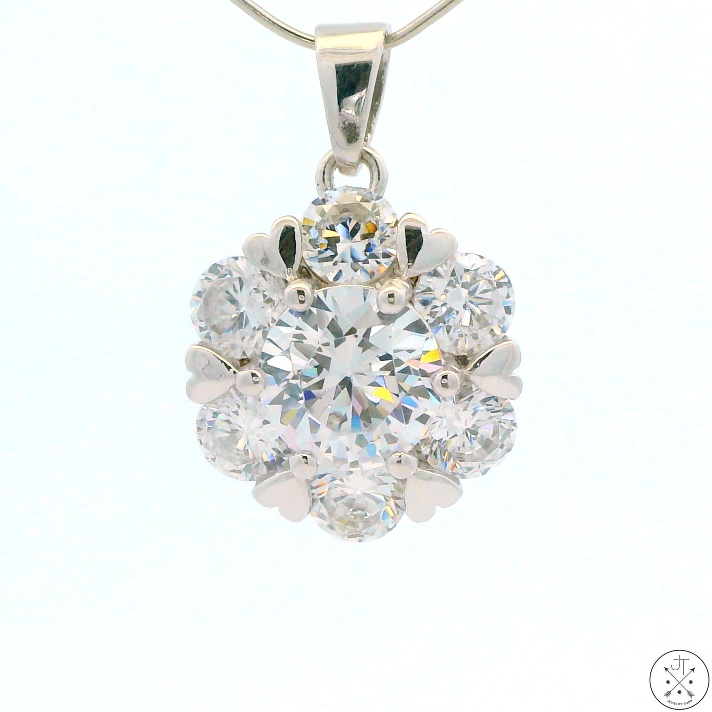 Sterling Silver Pendant with Crystal Gemstones Simulated Diamond