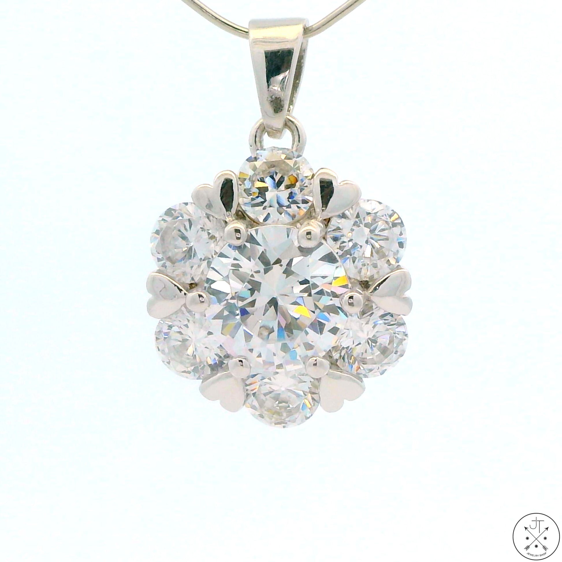 Sterling Silver Pendant with Crystal Gemstones Simulated Diamond