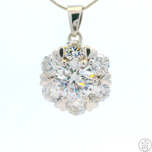 New Sterling Silver Pendant with Crystal Gemstones Simulated Diamond