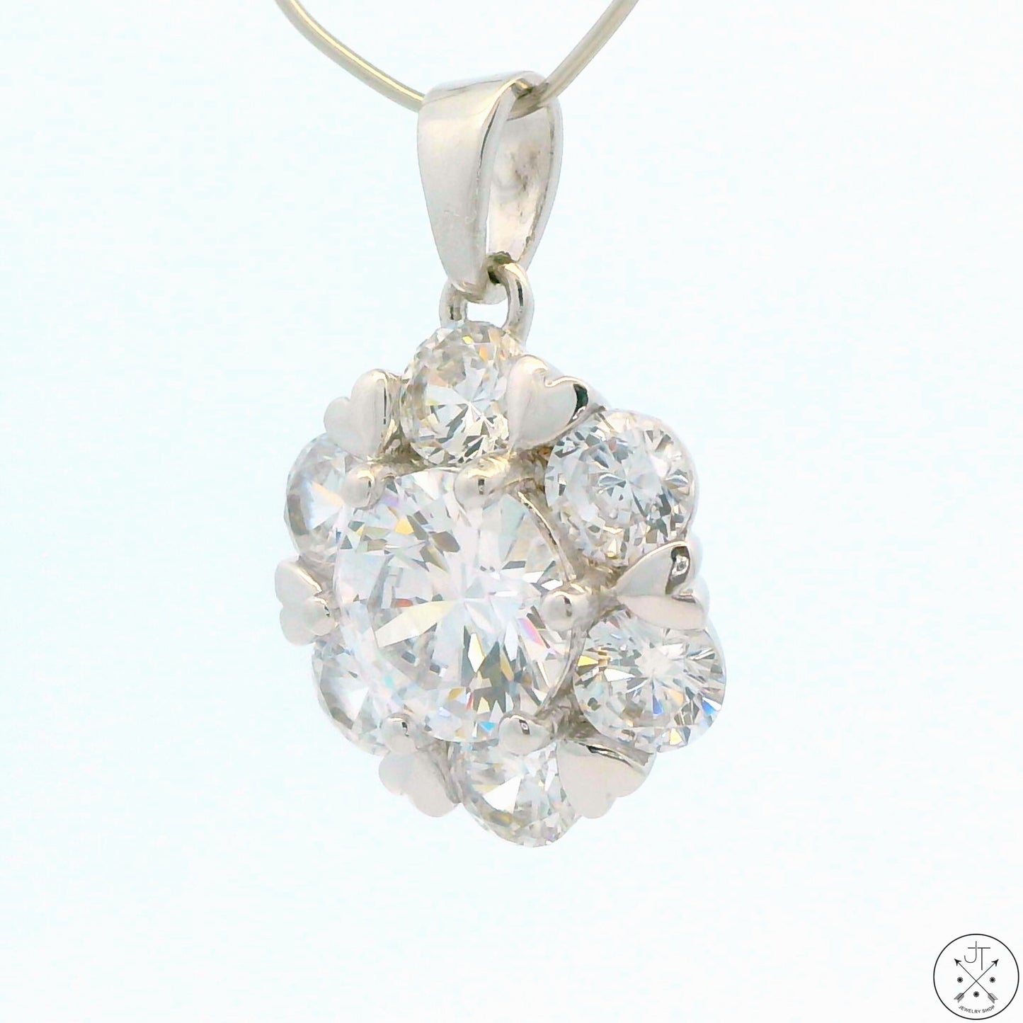 New Sterling Silver Pendant with Crystal Gemstones Simulated Diamond