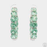 New Sterling Silver 1 Inch Inside Outside Hoop Earrings with Mint Green Topaz