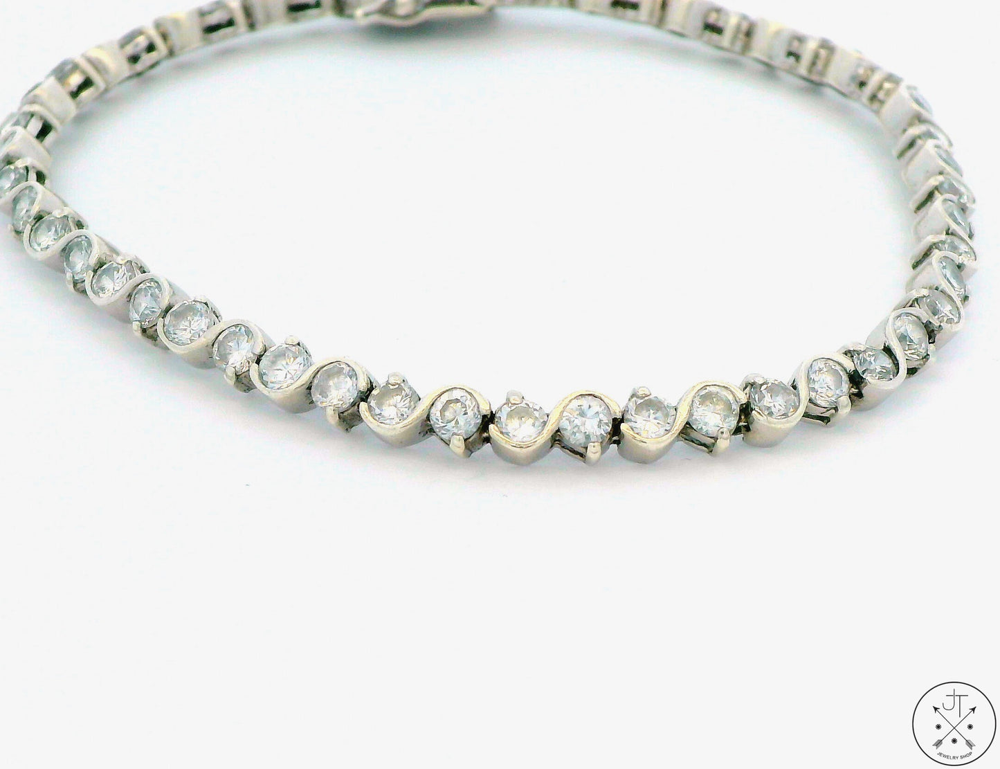 Sterling Silver Tennis Bracelet 7.25 Inch with Cubic Zirconia