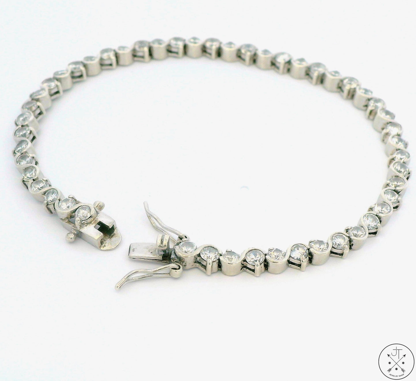 Sterling Silver Tennis Bracelet 7.25 Inch with Cubic Zirconia