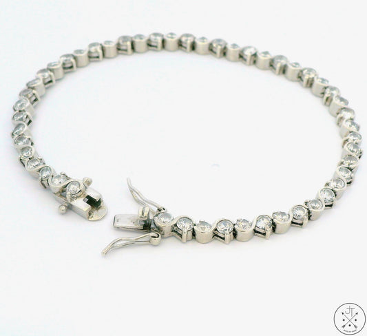 Sterling Silver Tennis Bracelet 7.25 Inch with Cubic Zirconia