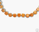 New Sterling Silver Tennis Necklace 18.5 Inch with Orange Cubic Zirconia