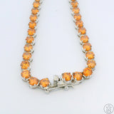 New Sterling Silver Tennis Necklace 18.5 Inch with Orange Cubic Zirconia