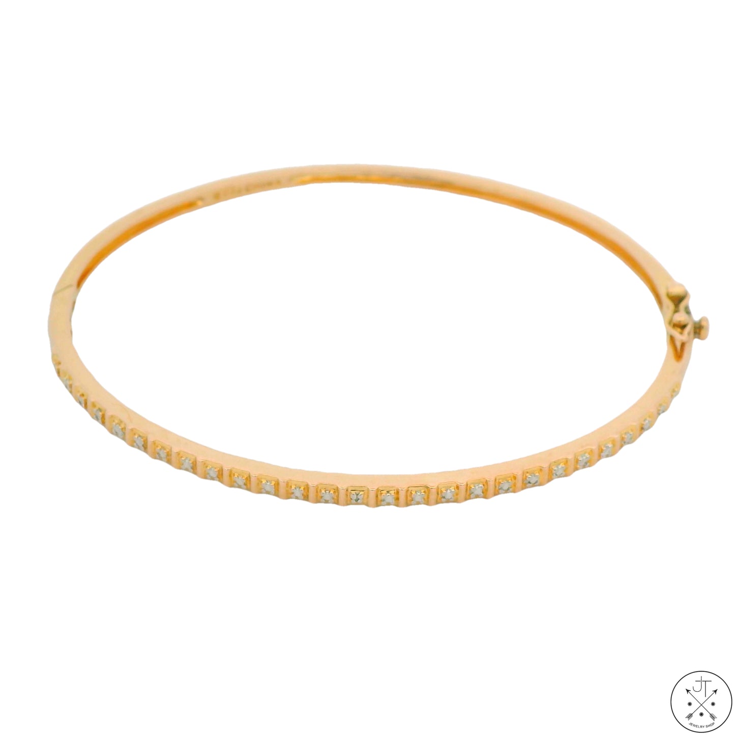 New Gold Tone Sterling Silver Hinged Bangle Bracelet Size XL