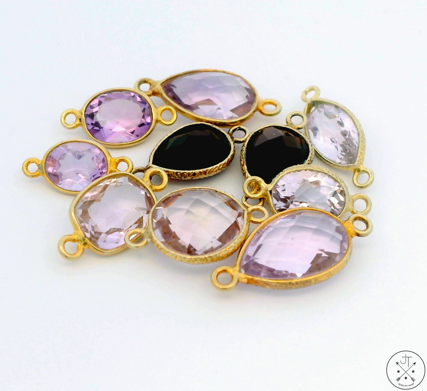 10 pcs New Sterling Silver Faceted Garnet Amethyst Necklace Bracelet Connectors Beads